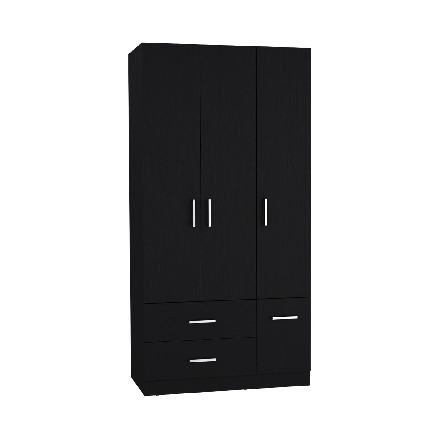 Armoire Wardrove 71', 4 Doors, Hanging Rod, 3 Cabinets, 6 Shelves, Black
