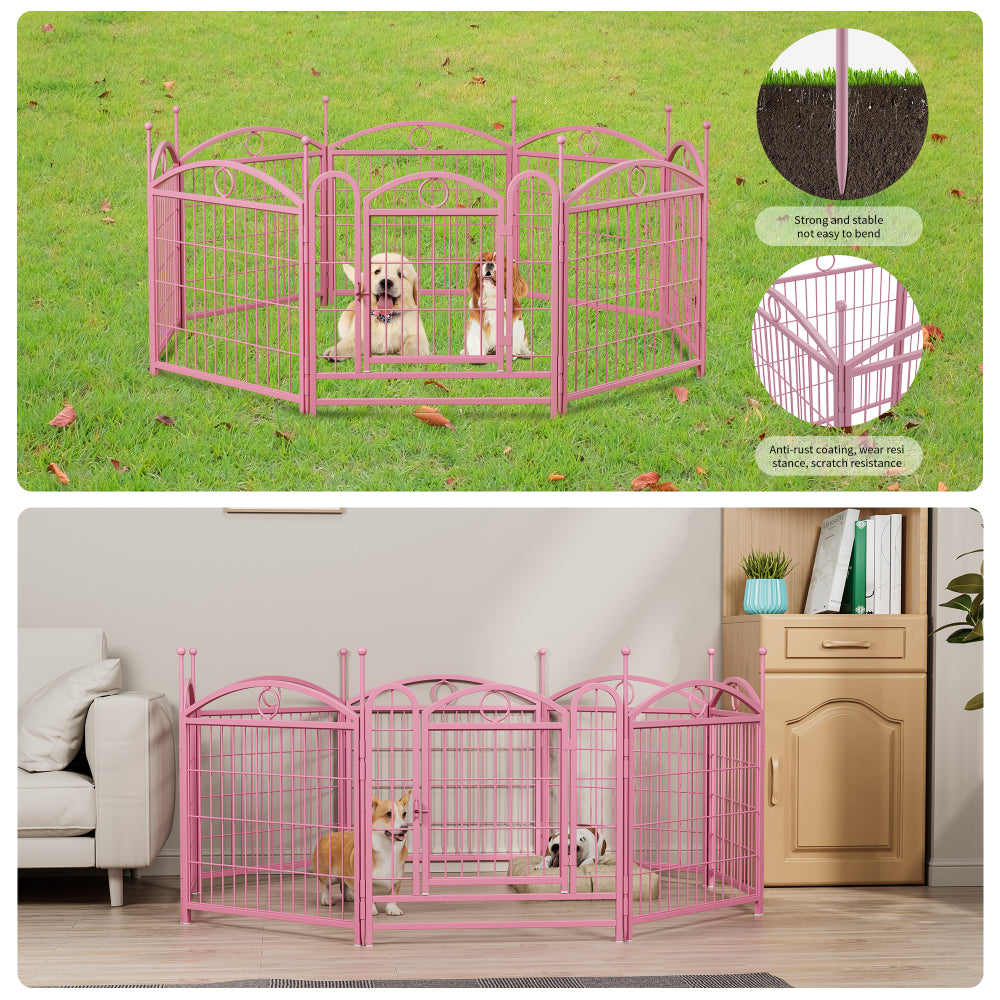 Dog Playpen Indoor 24 inch 8 Panels Metal Dog Pen Pet Dog Fence Outdoor Exercise Pen with Doors, Heavy Duty Dog Fence Puppy Pen for Large Medium Small Dogs Indoor Outdoor Foldable Pet Exercise Pen