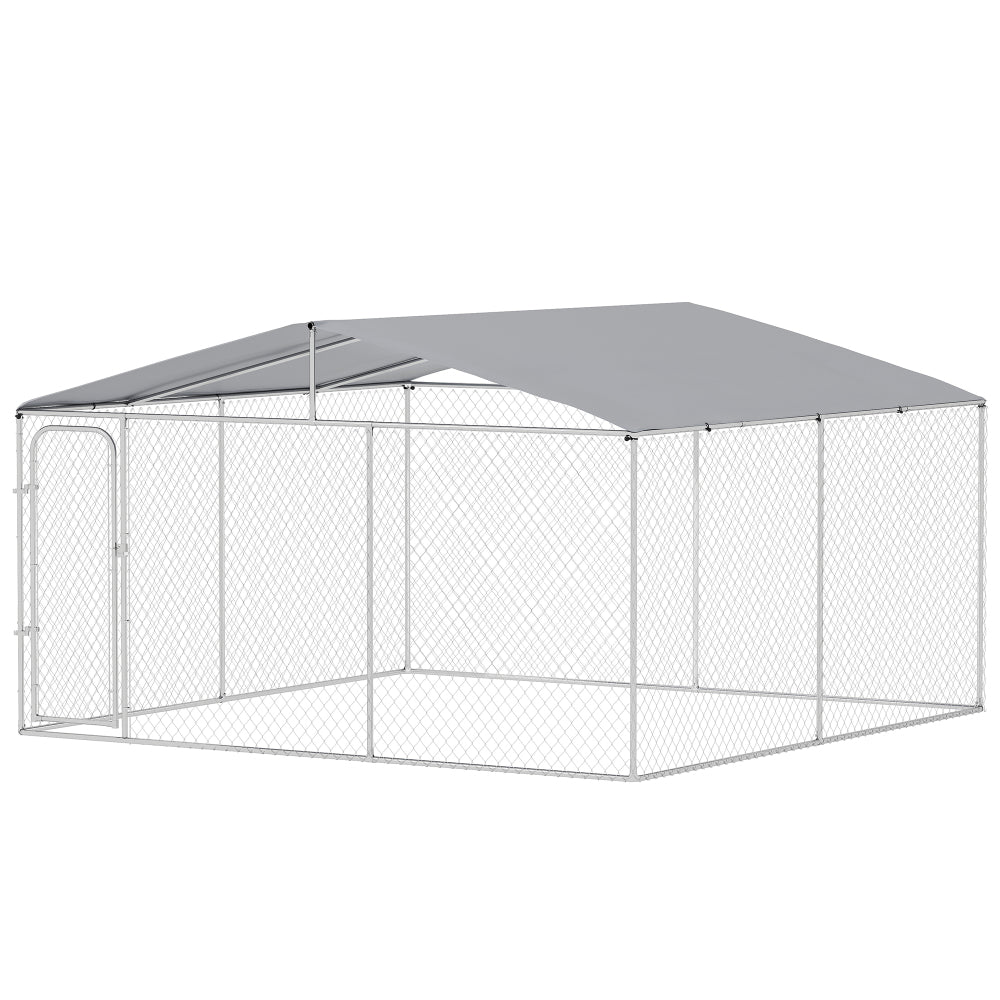 Steel  Dog Fence w/ Canopy Dog Kennel 157.5" L x 157.5" W x 91.25" H