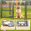 Dog Kennel Outdoor with Roof, 4.23'x7.81'x4.83' Welded Wire Enclosure, Heavy Duty Dog Crate with UV-Resistant Waterproof Cover, Double Lock & Rotating Feeder for Medium/Large Dogs