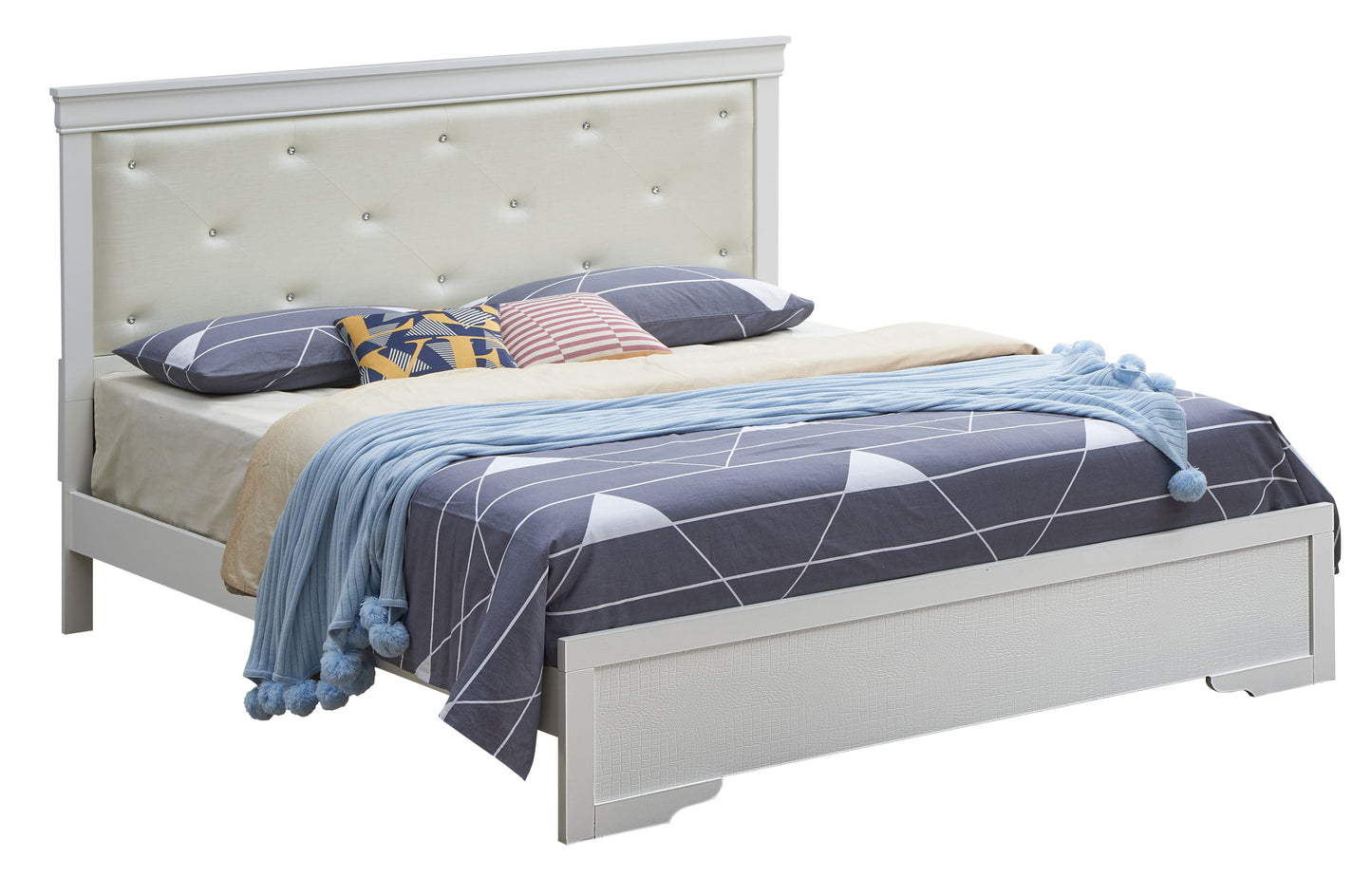 Elegant Silver Champagne King Bed