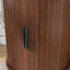 SunJet Mid Century Modern Cylinder End Table with Built-in Charging Station & Sliding Door, 2-Tier Storage Round Nightstand with USB Ports, Walnut Bedside Table for Living Room, Bedroom, Entryway