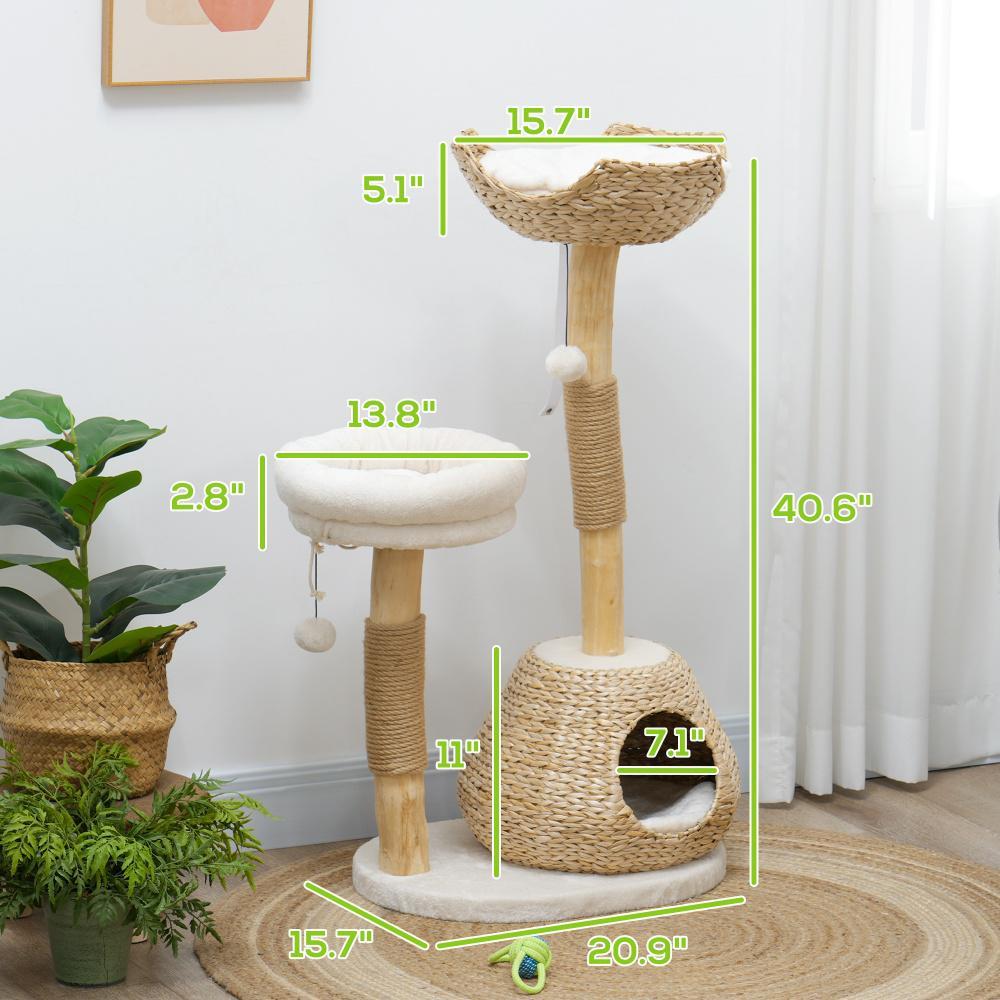 Cat Tree,Cat Tree for Indoor Cats with Wooden Cat Scratching Posts