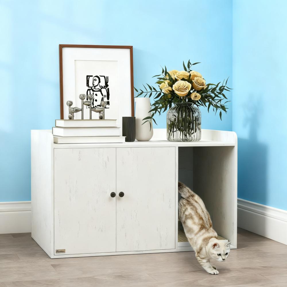 Cat Litter Box with Scoop, Top Entrance, Non-slip Pads