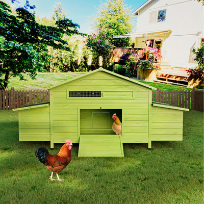 11.12 ft² Large Wooden Chicken Coop with 2 Free-Range Doors, 2 Nesting Boxes & Perch – Outdoor Hen House Poultry Cage