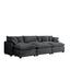 Oversized Modular Cushion Sofa with Portable Ottoman in Grey Corduroy for Home Living Room