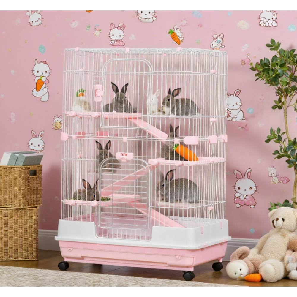 Rabbit Hut Small Animal Cage Rabbit Hutch with Wheels