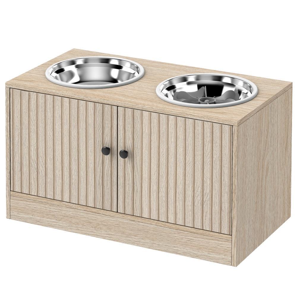 Elevated Dog Bowls with Storage Cabinet