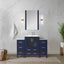 Navy Blue Single Bath Vanity 48 in. W x 18.25 in. D, with Side Cabinets, White Ceramic Top, and Faucet Set