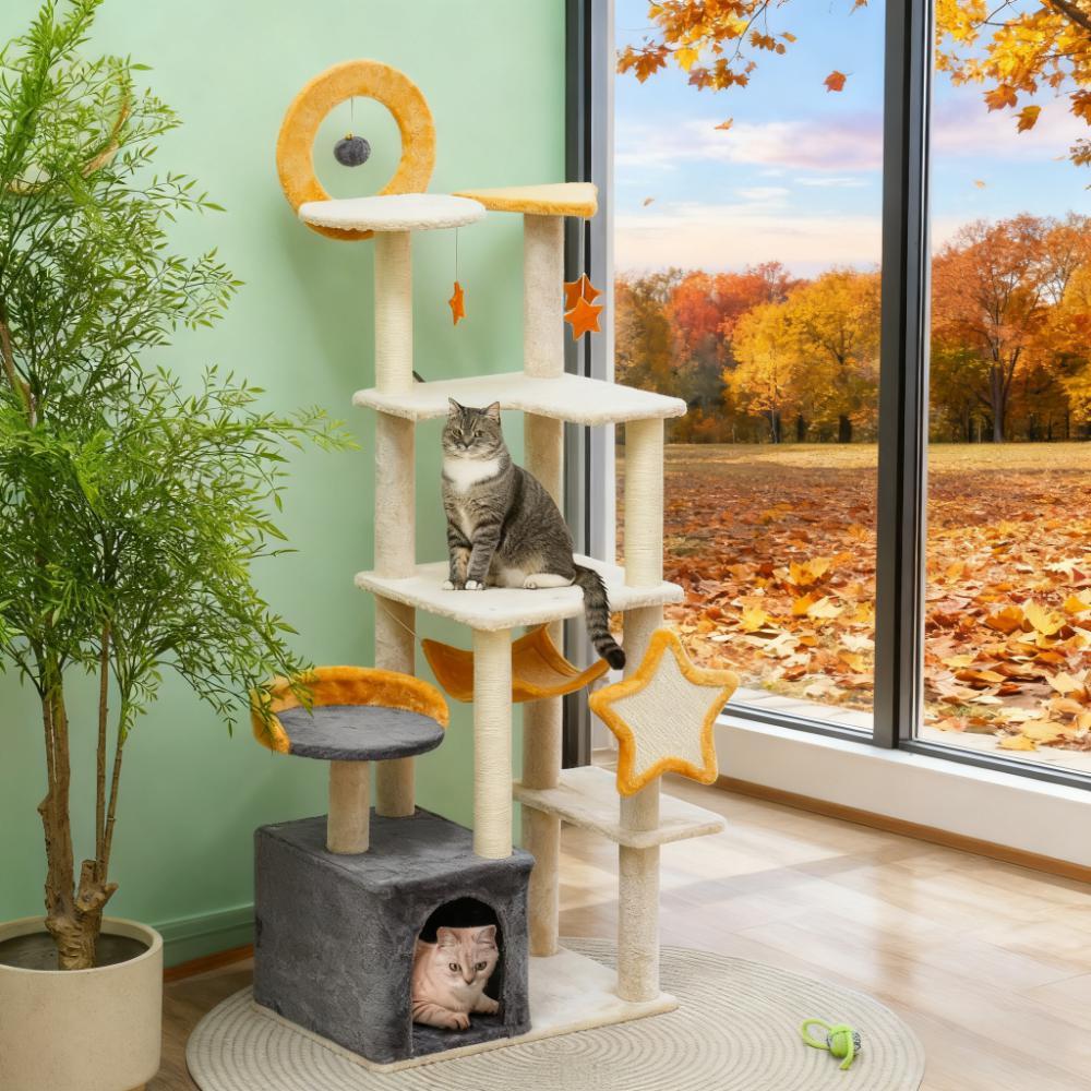 31" Cat Tree Tower with Scratching Posts