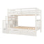 Full over Full Bunk Bed with Shelves and 6 Storage Drawers, White