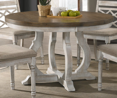 Havanna Vintage Walnut 47' Wide Contemporary Round Dining Table with Off White Colored Base