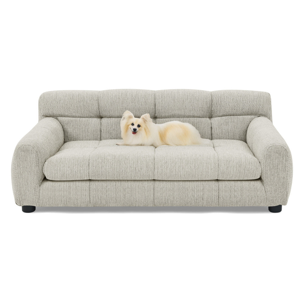 Soft and comfortable pet sofa with backrest and armrests, suitable for modern rectangular pet sofas for small and medium-sized dogs,-Beige