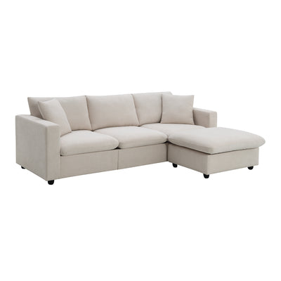 Modern Sectional Sofa L-shaped Couch Set with Convertible Ottoman, Polyester Fabric, 4 Colors