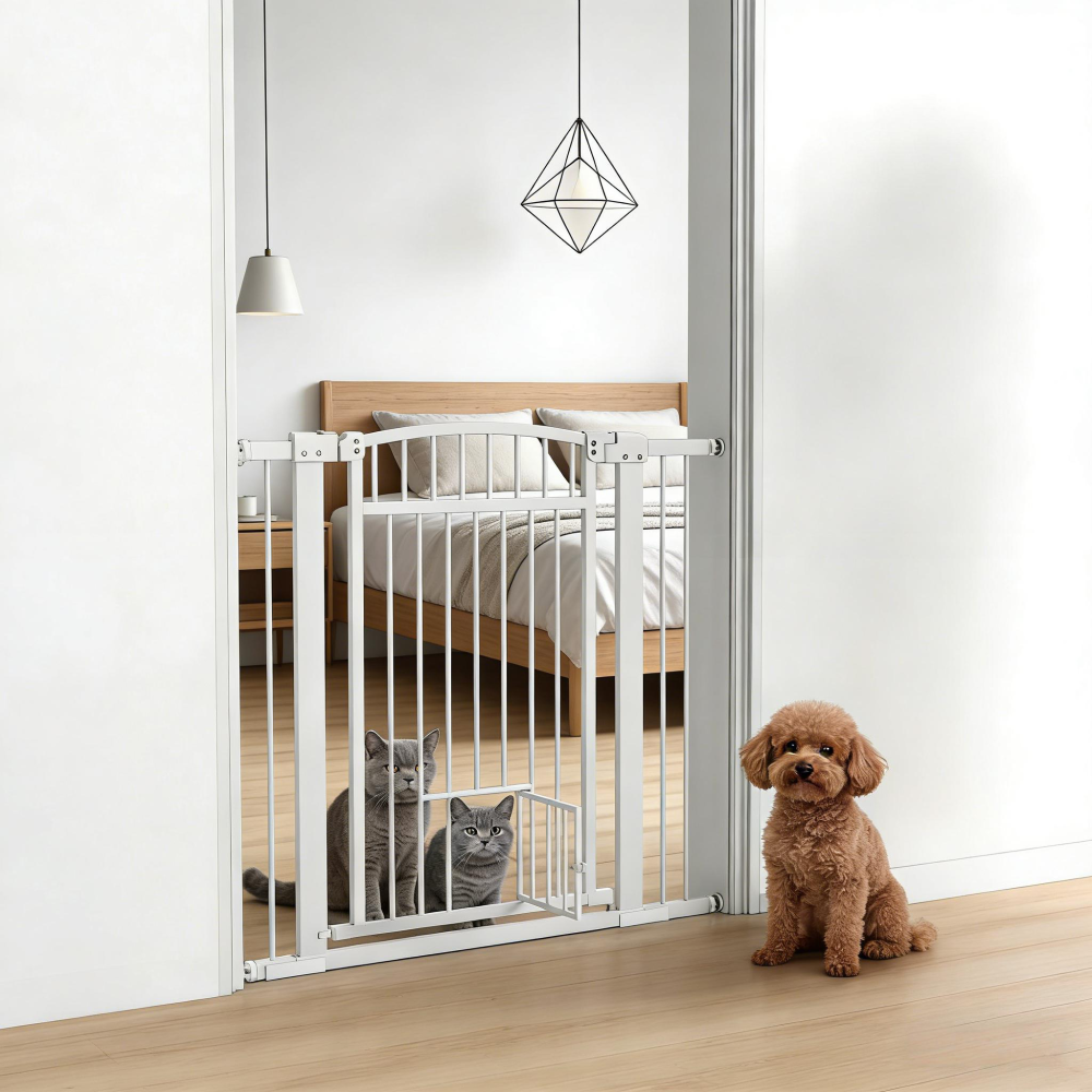 Pet Gate,Extra Wide Walk Through Dog Gate w/ Cat Door