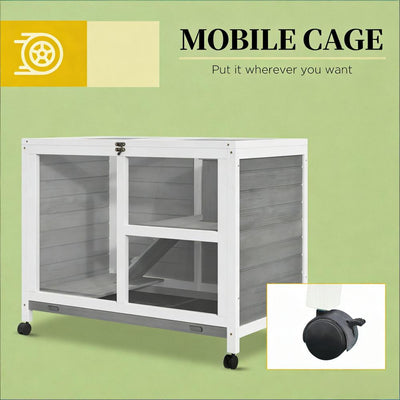 Bunny Cage with Wheels,Small Rabbit Hutch,Spacious Pet House