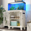 20 Gallon Fish Tank Stand with Power Outlets(4 AC 2 USB), Farmhouse Decorative Aquarium Stand Furniture with Adjustable Shelves, 10-20 Gallon Reptile Turtle Tank Stand with Cabinet Storage, Beige