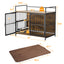 Dog Cage Furniture with Cushion, Dog Kennel Indoor with Rotating Feeder Bowls, Heavy Duty Indoor Puppy Cage Kennel for Medium to Large Dogs, 41" L X 23.6" W 35.8" H, Brown