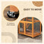PawHut 74" Wooden Outdoor Cat House Weatherproof & Wheeled, Catio Outdoor Cat Enclosure with High Weight Capacity, Kitten Cage Condo, Orange