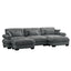 Modern U Shape Modular Sectional Sofa with Movable Ottomans, Waist Pillows, and Bolstered Armrests in Grey Velvet