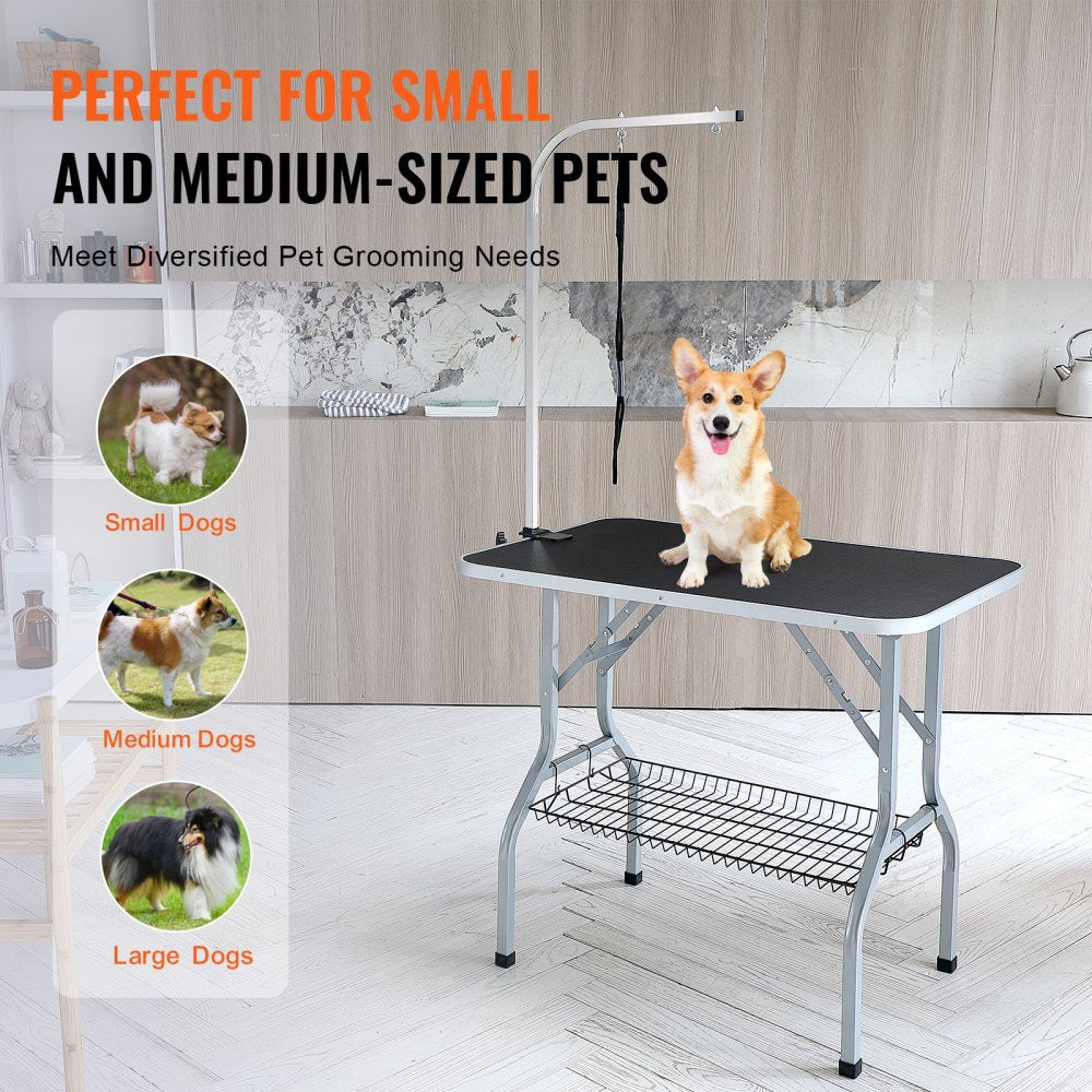 Pet Grooming Table Arm with Clamp, 36''x24'' Dog Grooming Station, Foldable Pets Grooming Stand for Medium and Small Dogs, Free No Sit Haunch Holder with Grooming Loop, Bearing 330lbs