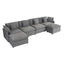 Modern L-Shape Sectional Sofa with Corduroy Upholstery and Side Storage Pockets, Dark Grey, 149.6'