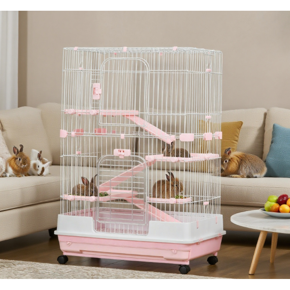 Rabbit Hut Small Animal Cage Rabbit Hutch with Wheels