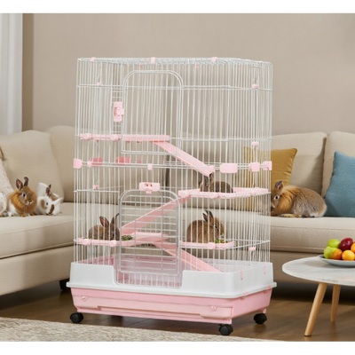 Rabbit Hut Small Animal Cage Rabbit Hutch with Wheels
