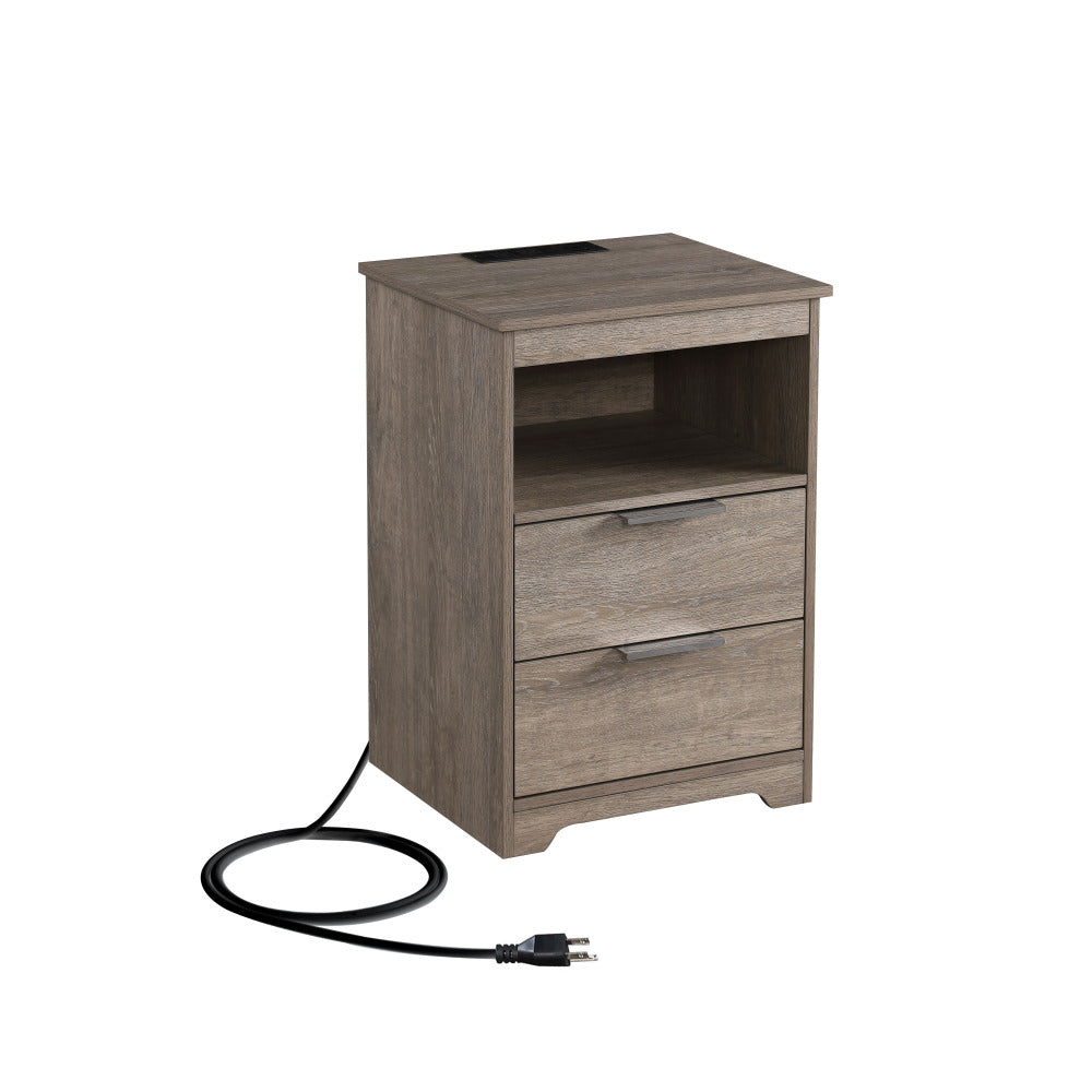 SunJet Nighstand With 2 Drawers,End Table,Nightstand with Open Space,Golden Handle,Morden Design,For Living Room,Bedroom,Easy Assemble,White