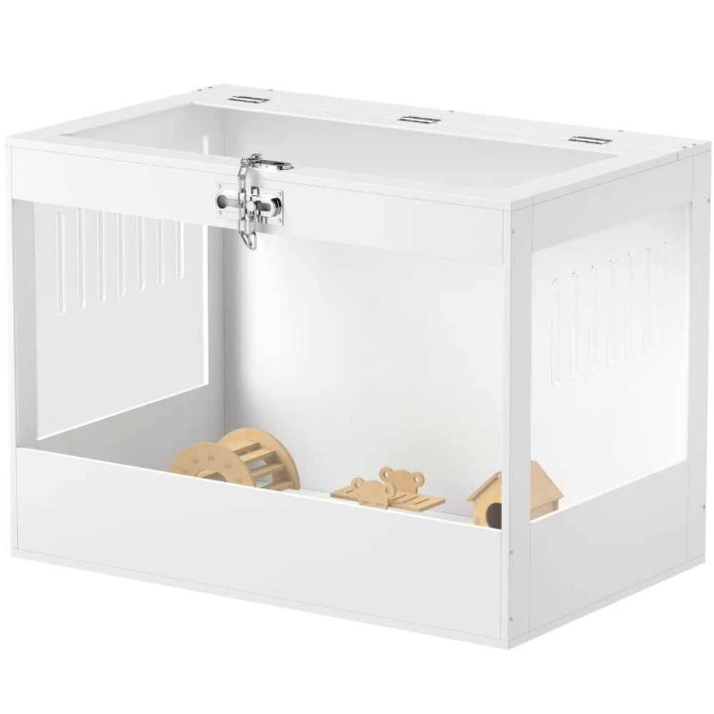 Pet Cage with Openable Top & Lock, Hut,  Accessories,  White