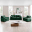Luxurious and Sophisticated Sofa Set with Soft Cushions and Pillows, Sofa Set for Living Rooms and Clubs as well as Home Theaters, Consisting of Two Single Sofas and a 2-Seaters  Sofas inGreen Corduro