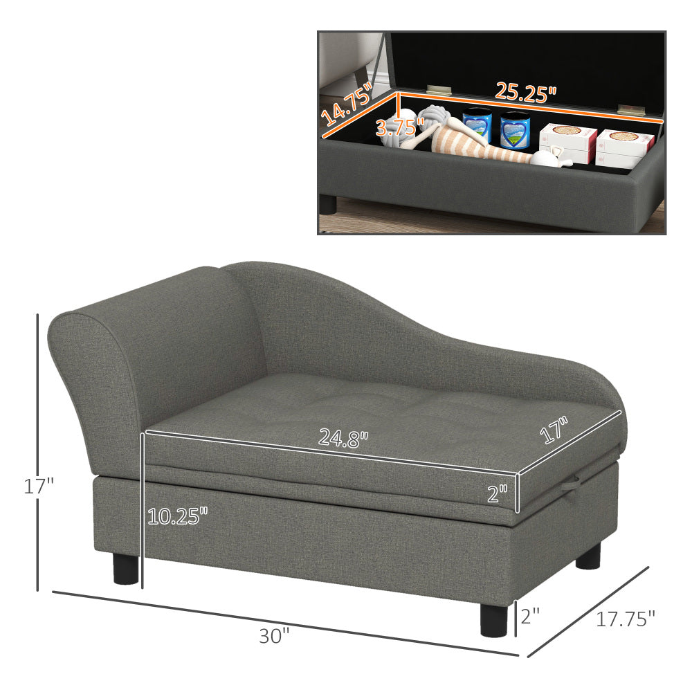 Pet Sofa Dog Sofa for Small Dogs with Storage, Gray