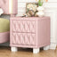 SunJet  Elegant Velvet Nightstand with 2 Drawers and Crystal Handle, Storage Bedside Table with Button-Tufted, Beige
