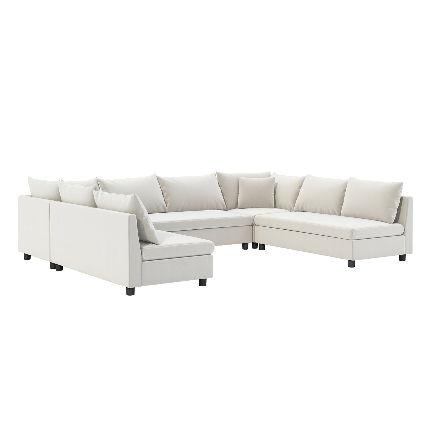 Minimalist Modular Sectional Sofa, Reversible U Shaped Chenille Couch Set, Oversized 8 Seat Convertible Sofa for Living Room, Cream