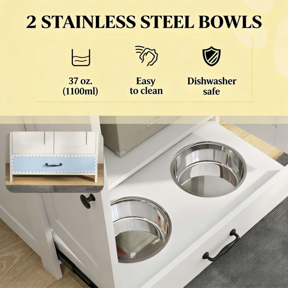 Dog Food Storage Cabinet,Pet Feeding Station