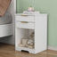 SunJet Nighstand With 2 Drawers,End Table,Nightstand with Open Space,Golden Handle,Morden Design,For Living Room,Bedroom,Easy Assemble,White