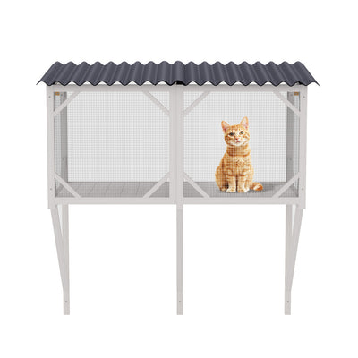 Cat Window Box, 43.3" Catio Outdoor Cat Enclosure for Sunbathing, Napping & Viewing, Window Perch for Large Indoor Cats - All Weather Use, Cat Cage