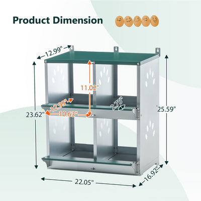 4 Compartment Chicken Nesting Boxes, Metal Nesting Boxes Wall Mount Chicken Egg Laying Box for Different Chicken Breeds