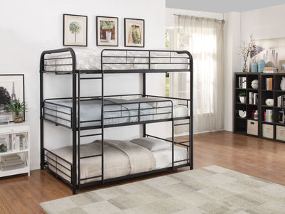 Cairo Sandy Black Finish Triple Full Bunk Bed