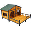 Wooden Large Dog House Outdoor Double XL Dog Kennel with Elevated Floor and Porch, Weatherproof Puppy Shelter for Small and Medium Breed Dogs, Natural