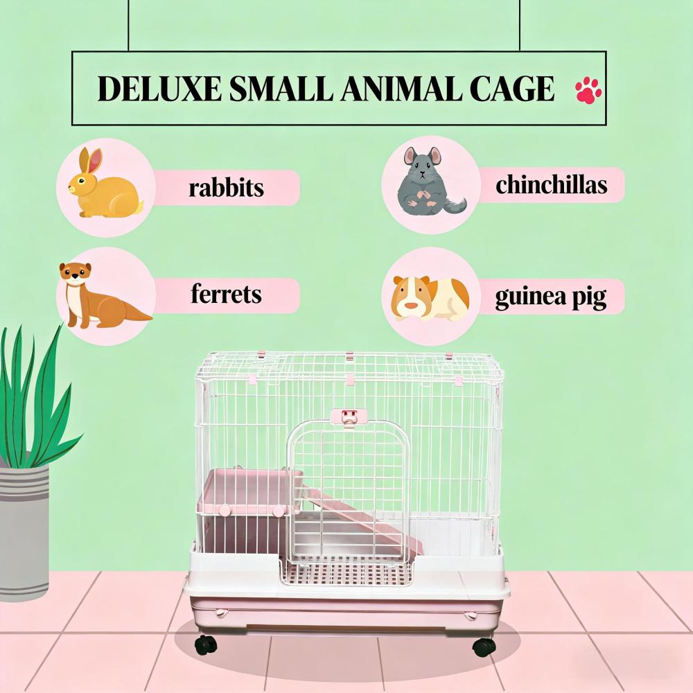 Pet House with Wheels,Small Animal Cage Rabbit Hutch