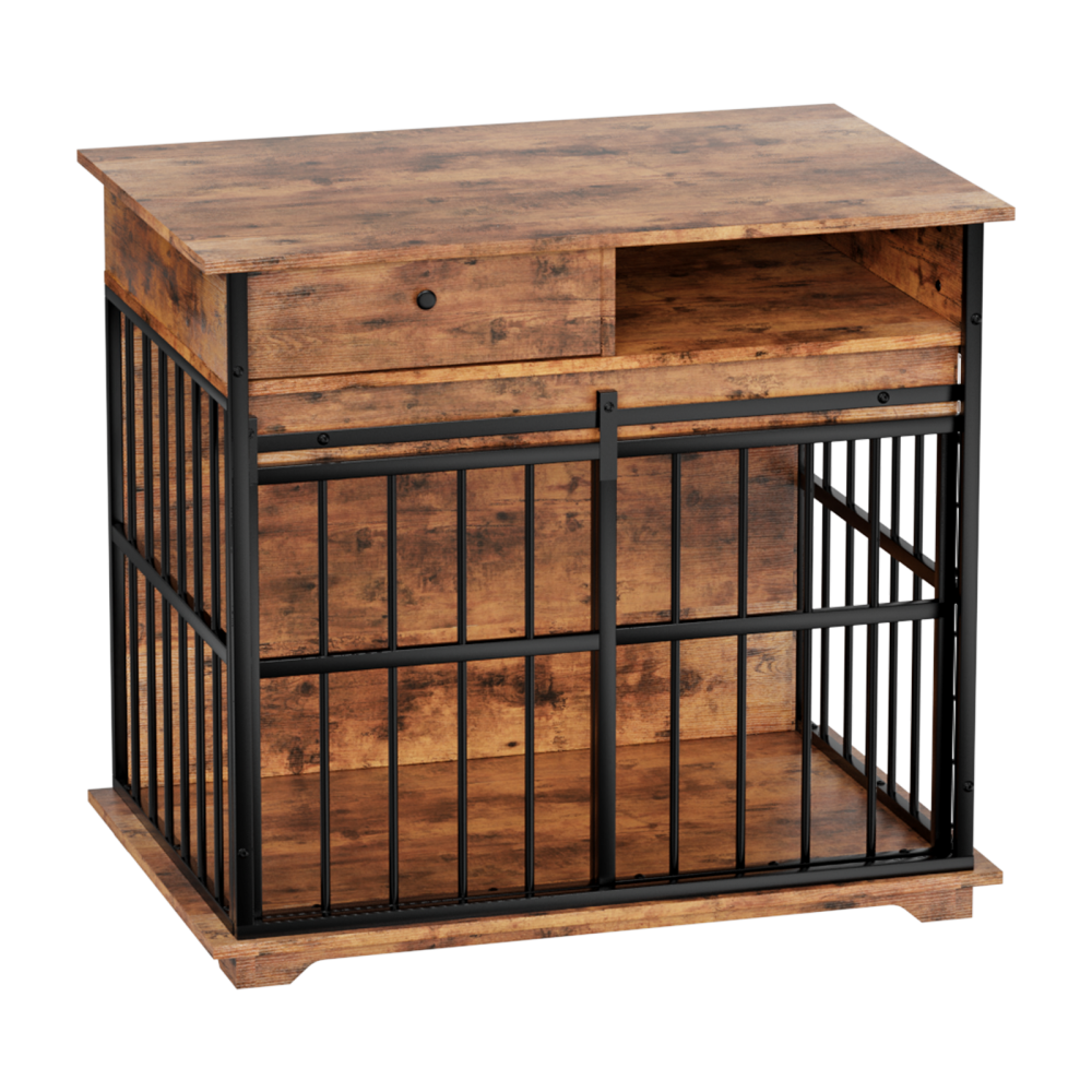 Dog Crate Furniture , Large Dog Cage Furniture with Tray for Medium Large Dogs, Wooden Dog Kennel Furniture