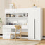 2 Door Wooden Storage Desk Wardrobe for Bedroom with Shelves and Drawers, White