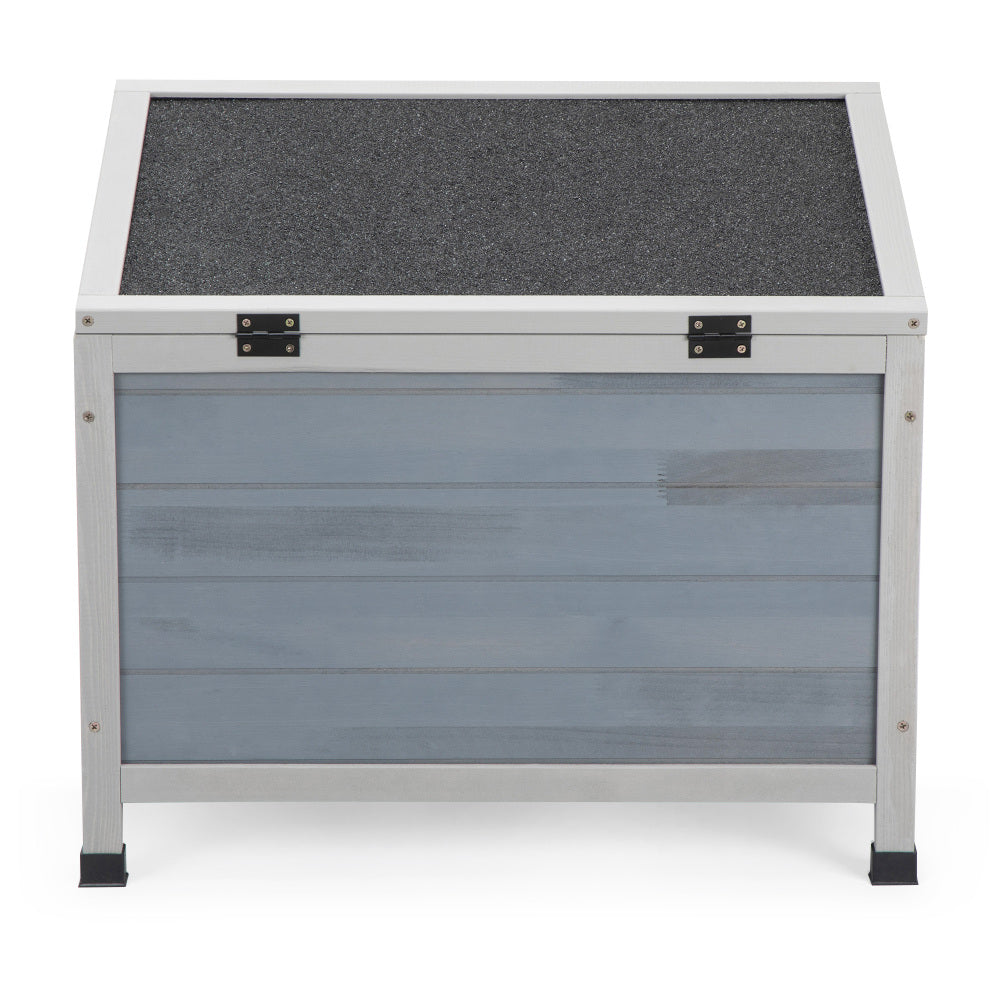 Small Outdoor Wooden Rabbit Hutch with Lockable Door & Weatherproof Roof, Openable Top, Bunny Cage Pet House for Rabbits, Guinea Pigs Cats Chicks , Gray with Colorful Patterns