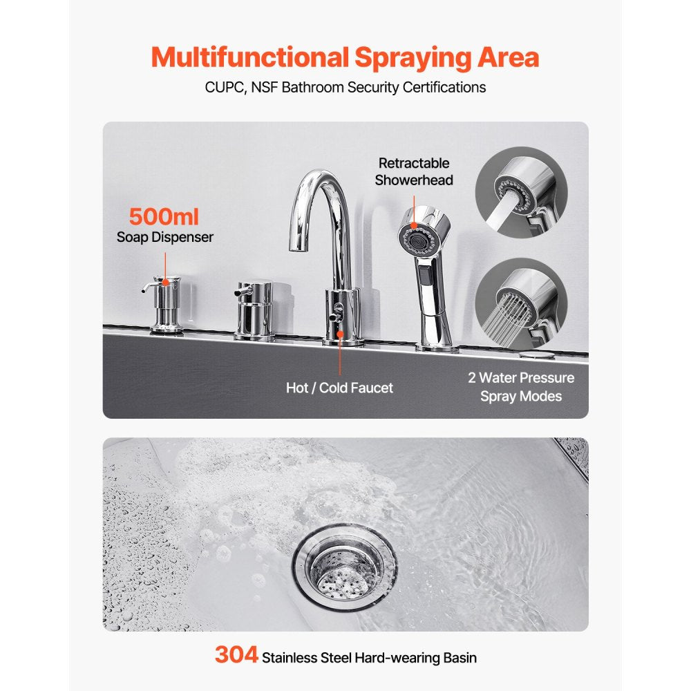 50 Inch Dog Grooming Bath Tub Stainless Steel w Ramp Faucet Left Door