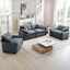 Luxurious and Sophisticated Sofa Set with Soft Cushions and Pillows, Sofa Set for Living Rooms and Clubs as well as Home Theaters, Consisting of Two Single Sofas and a 2-Seaters  Sofas inGrey Corduroy