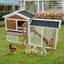 58" Wooden Outdoor Indoor Roof Waterproof Bunny Hutch Rabbit Cage Guinea Pig Coop PET House for Small to Medium Animals with Stairs and Cleaning Tray