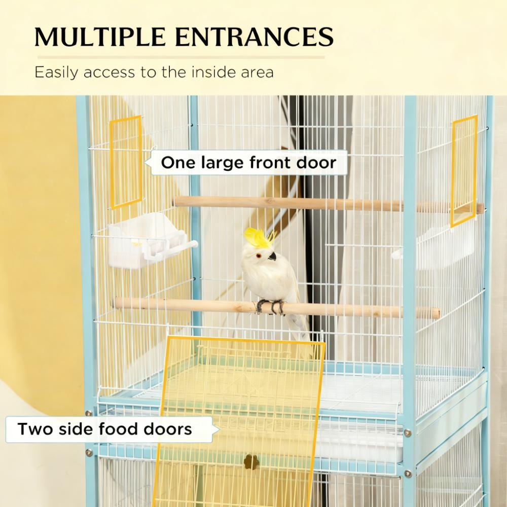 Large Space Bird Cage,Aviary House with Wheels,Four Doors,Easy to Clean Bird Habitat