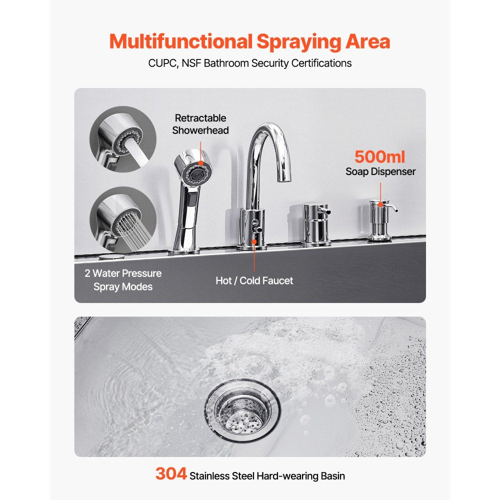 50 Inch Dog Grooming Bath Tub Stainless Steel w Ramp Faucet Showerhead