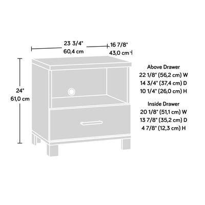 SunJet Country Nightstand with 1 Drawer and Open Shelf, Brown finish